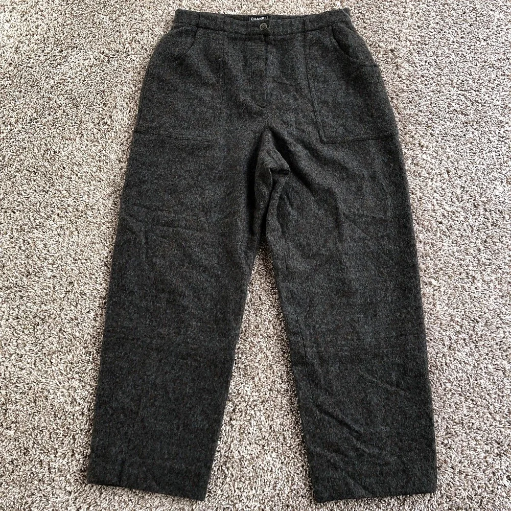 Vintage Chanel Boutique Trousers Fits‎ (32x28) Alpaca High Rise Wide Leg Pants